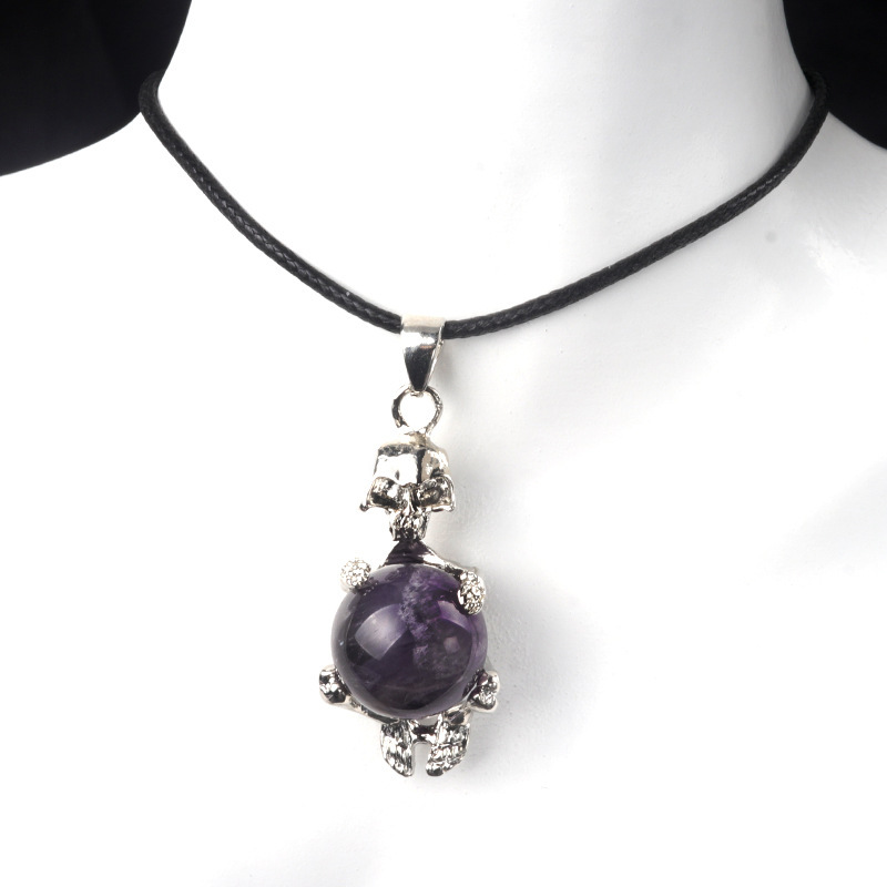 16mm crystal agate stone sphere skull pendant necklace