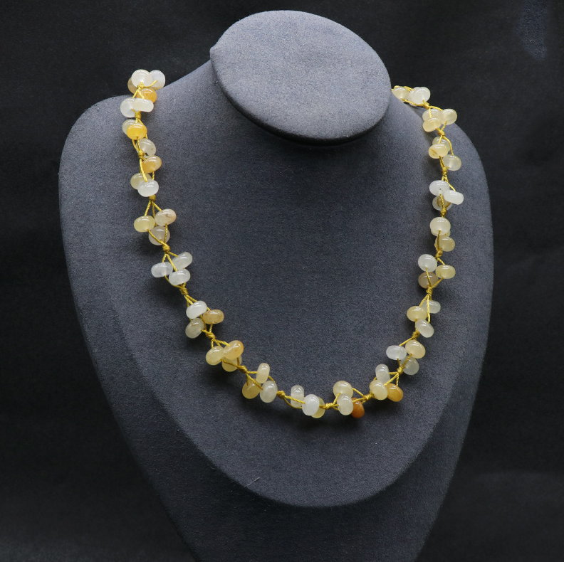 Colorful Stone Necklace Crystal Agate Stone Abacus Braided Necklace