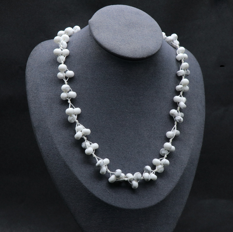 Colorful Stone Necklace Crystal Agate Stone Abacus Braided Necklace