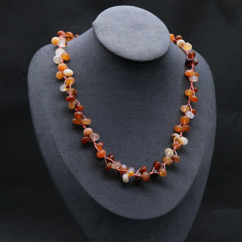Colorful Stone Necklace Crystal Agate Stone Abacus Braided Necklace