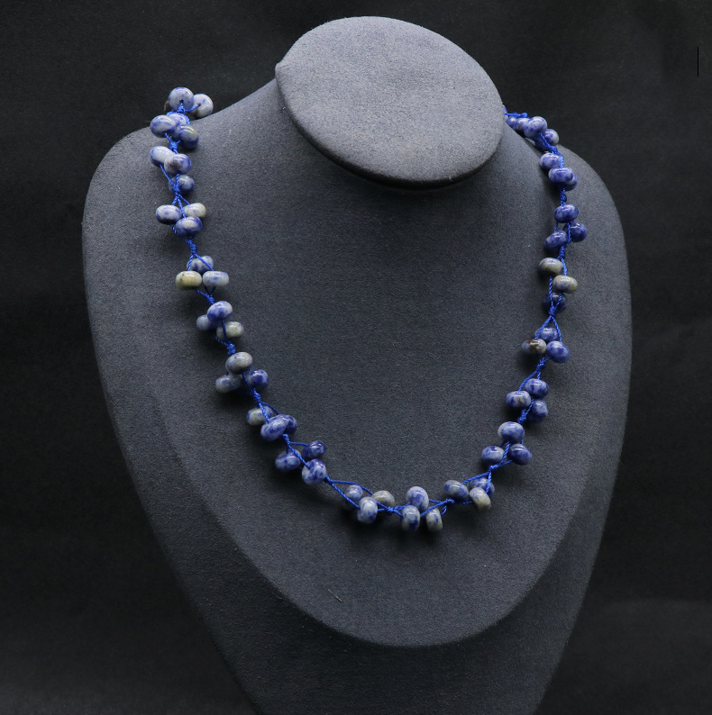 Colorful Stone Necklace Crystal Agate Stone Abacus Braided Necklace