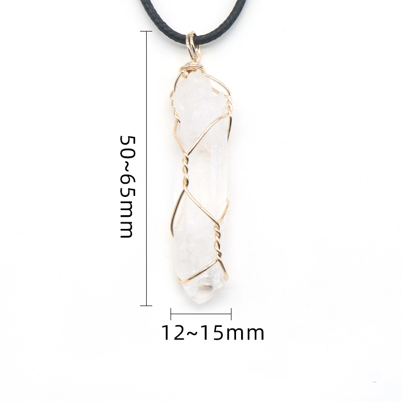 clear quartz original stone crystal column irregular wire pendant gold silver white crystal necklace