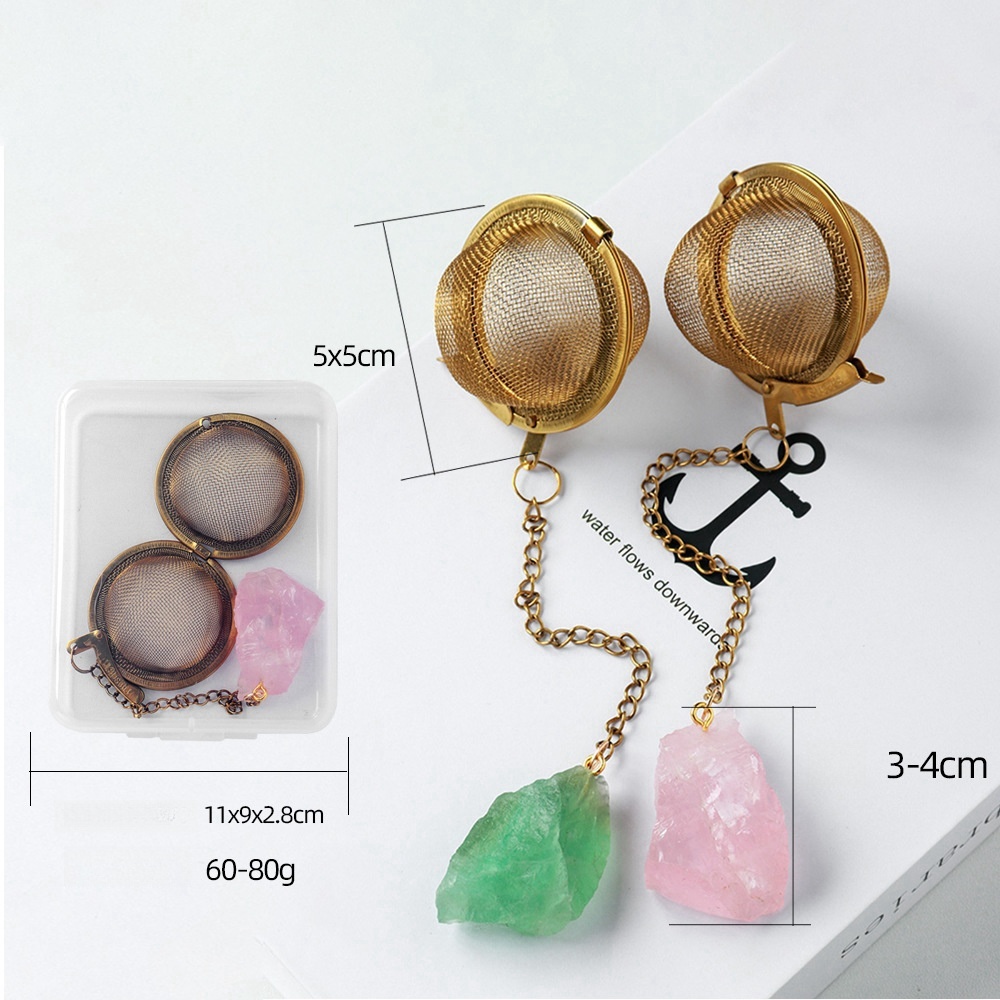Natural crystal raw stone tea filter tea ball tea strainer 304 stainless steel tea maker