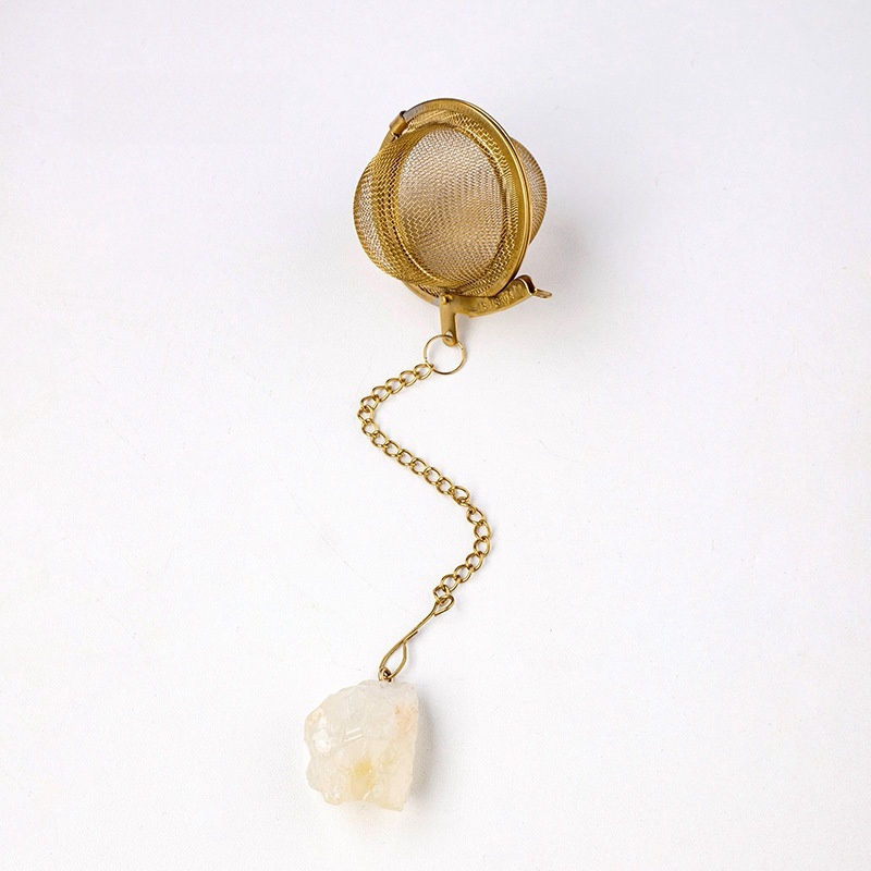 Natural crystal raw stone tea filter tea ball tea strainer 304 stainless steel tea maker