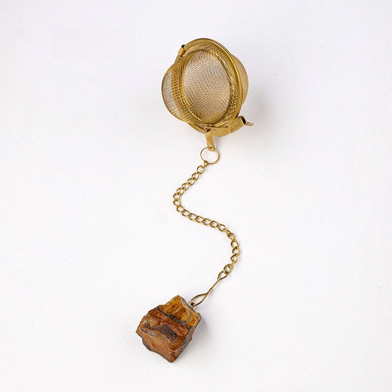 Natural crystal raw stone tea filter tea ball tea strainer 304 stainless steel tea maker