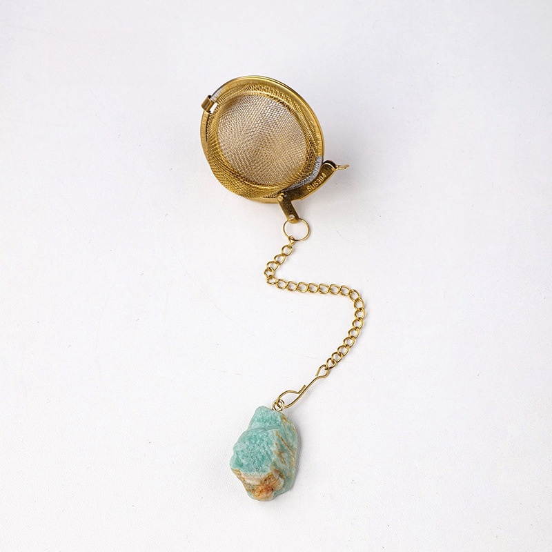 Natural crystal raw stone tea filter tea ball tea strainer 304 stainless steel tea maker
