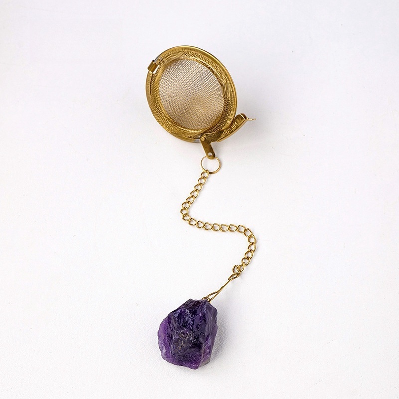 Natural crystal raw stone tea filter tea ball tea strainer 304 stainless steel tea maker