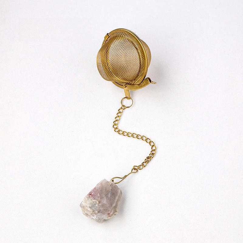 Natural crystal raw stone tea filter tea ball tea strainer 304 stainless steel tea maker