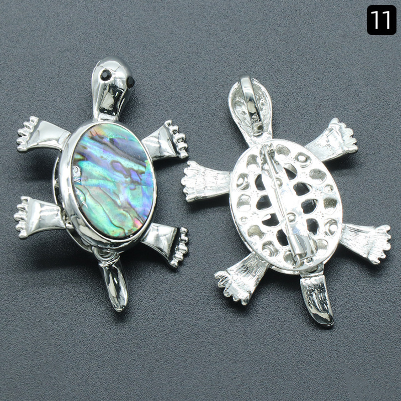 Small turtle brooch pendant natural crystal stone alloy inlaid gemstone pendant necklace accessories