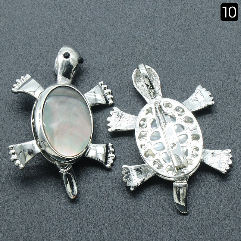 Small turtle brooch pendant natural crystal stone alloy inlaid gemstone pendant necklace accessories