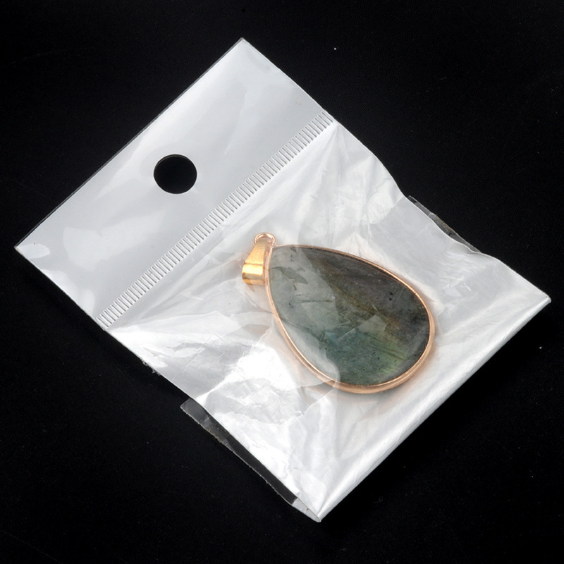 Labradorite teardrop pendant with copper bezel Gray moonlight semi-precious stone teardrop necklace