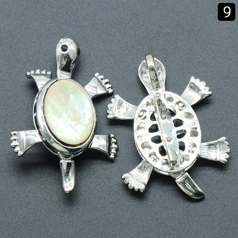 Small turtle brooch pendant natural crystal stone alloy inlaid gemstone pendant necklace accessories