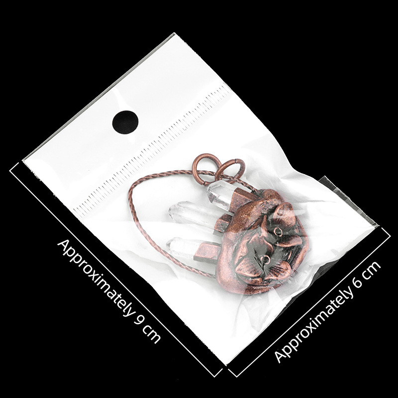 Natural white crystal three raw stone flower basket pendant Vintage inlaid crystal necklace