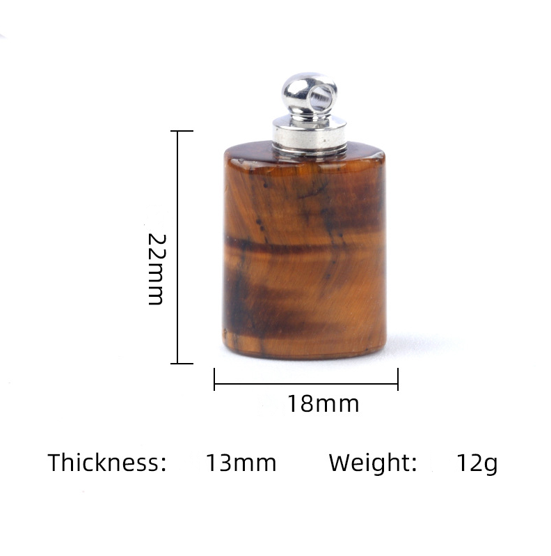 Natural stone rectangular perfume bottle pendant pink crystal essential oil bottle pendant DIY necklace pendant