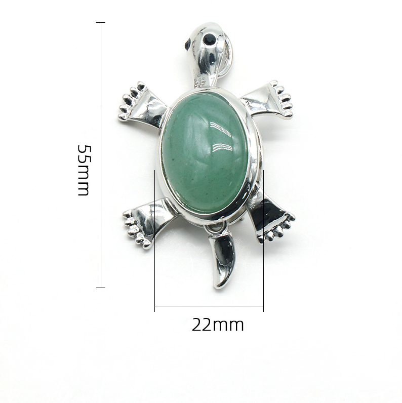 Small turtle brooch pendant natural crystal stone alloy inlaid gemstone pendant necklace accessories