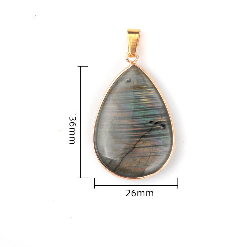 Labradorite teardrop pendant with copper bezel Gray moonlight semi-precious stone teardrop necklace