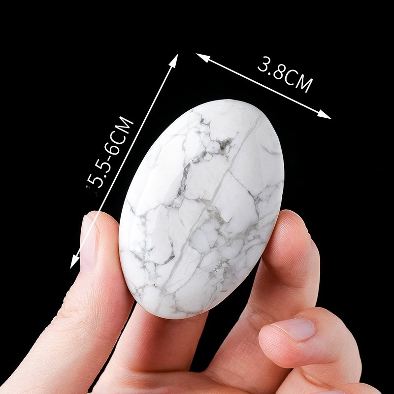 Natural crystal Howlite hot compress stone hand piece raw stone polished yoga massage stone