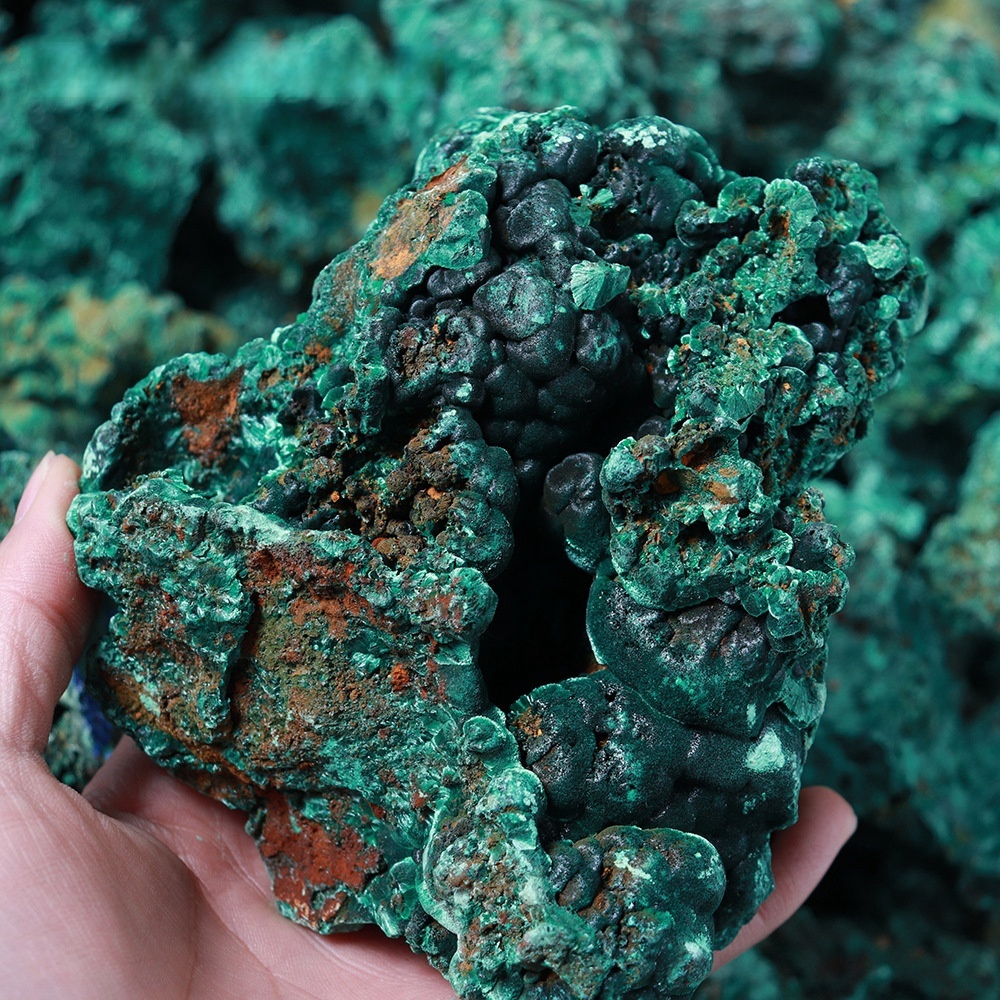 Natural crystal raw stone large grain malachite mine standard collection specimen 1kg loose stone