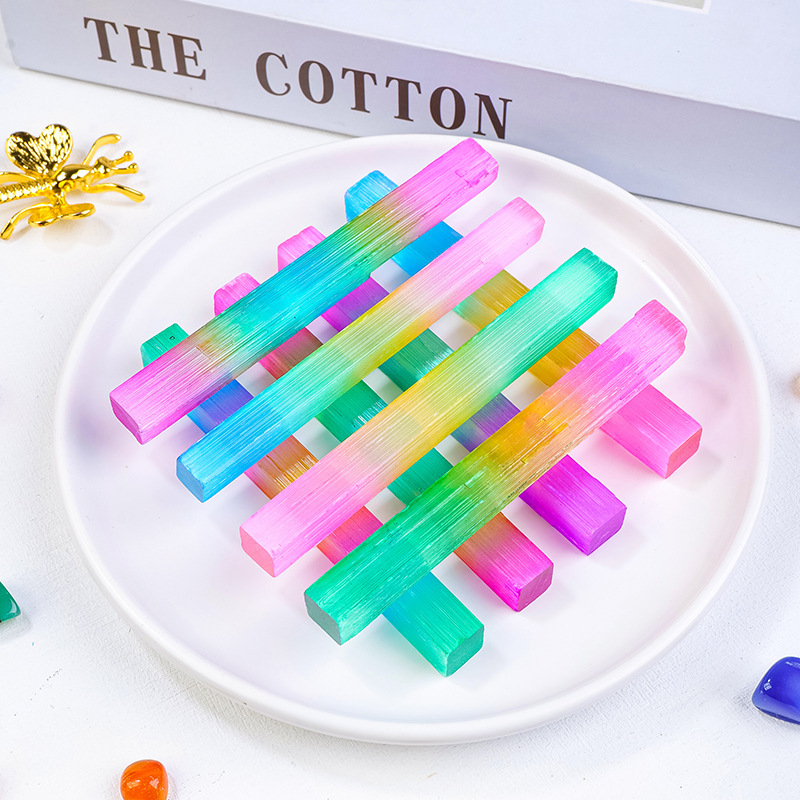 Natural electroplating color Moroccan transparent gypsum stone rod gypsum strip
