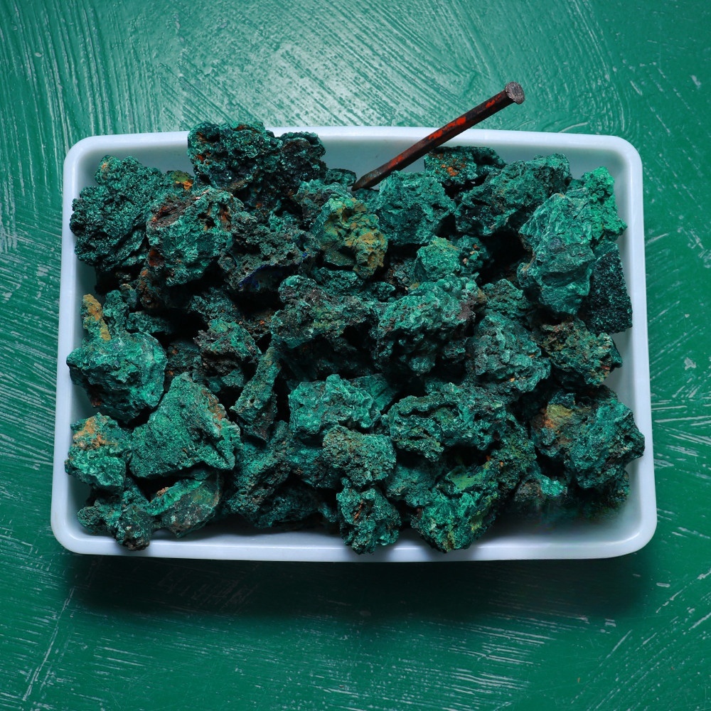 Natural crystal raw stone large grain malachite mine standard collection specimen 1kg loose stone