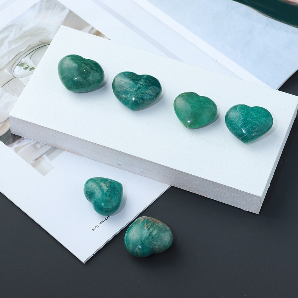 Natural crystal amazonite rough stone polished heart shaped Amazon stone love