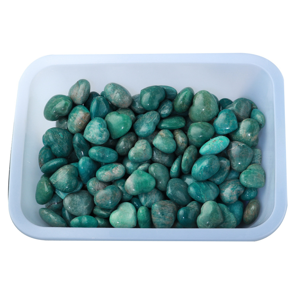 Natural crystal amazonite rough stone polished heart shaped Amazon stone love