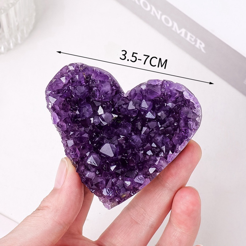 Natural amethyst cluster heart Uruguayan amethyst cluster heart-shaped crafts amethyst block raw stone mine mark