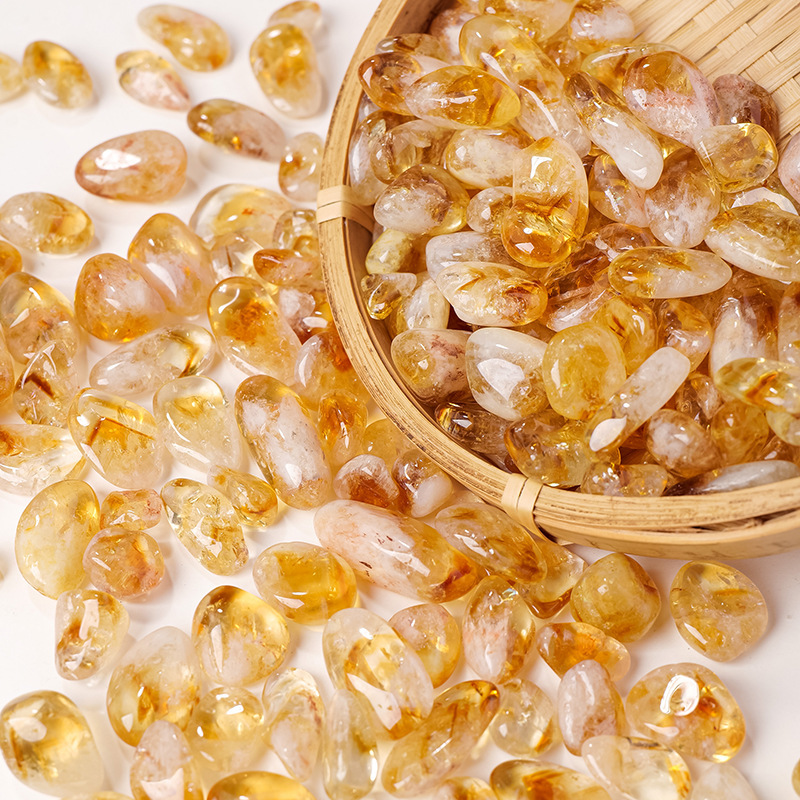 Natural Brazilian yellow crystal gravel large particles diffuser stone flower pot fish tank decorative stone