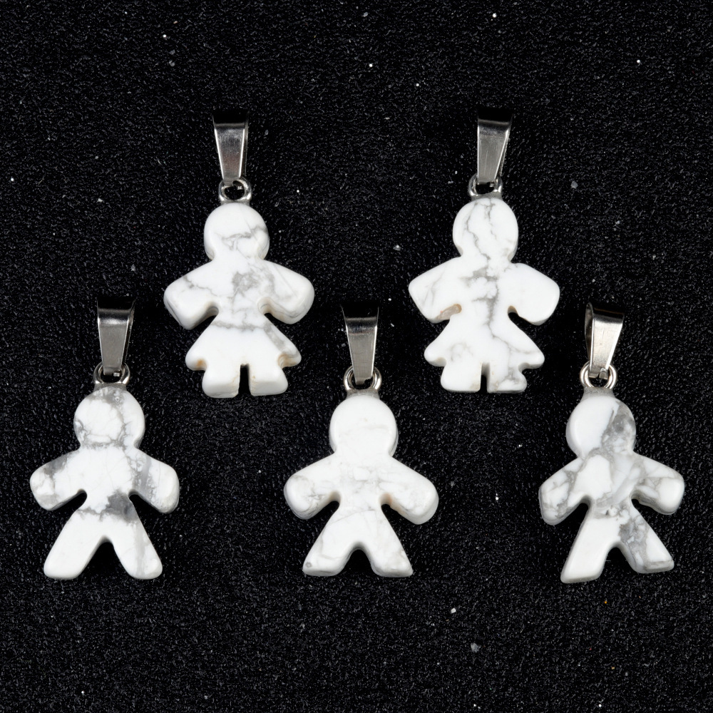 Natural crystal agate stone character pendant boy girl pendant DIY earrings necklace jewelry accessories