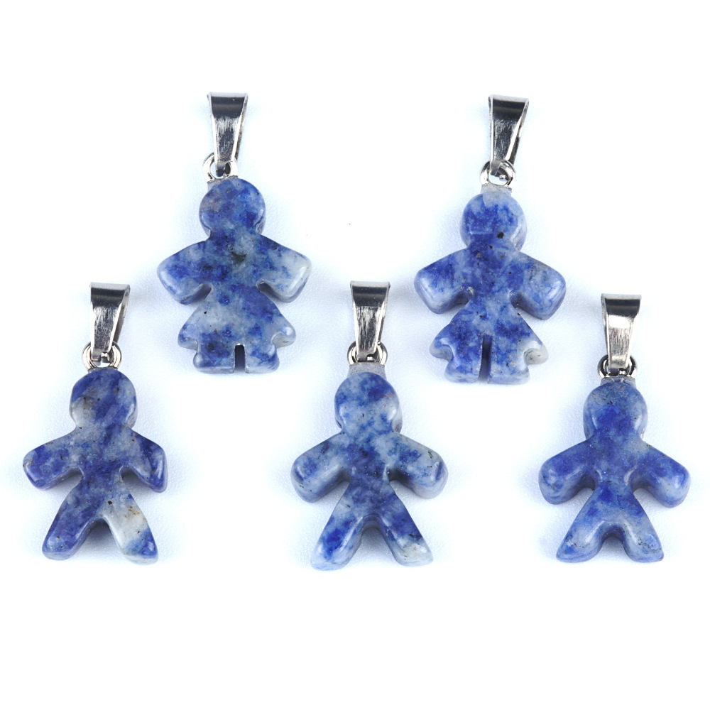 Natural crystal agate stone character pendant boy girl pendant DIY earrings necklace jewelry accessories