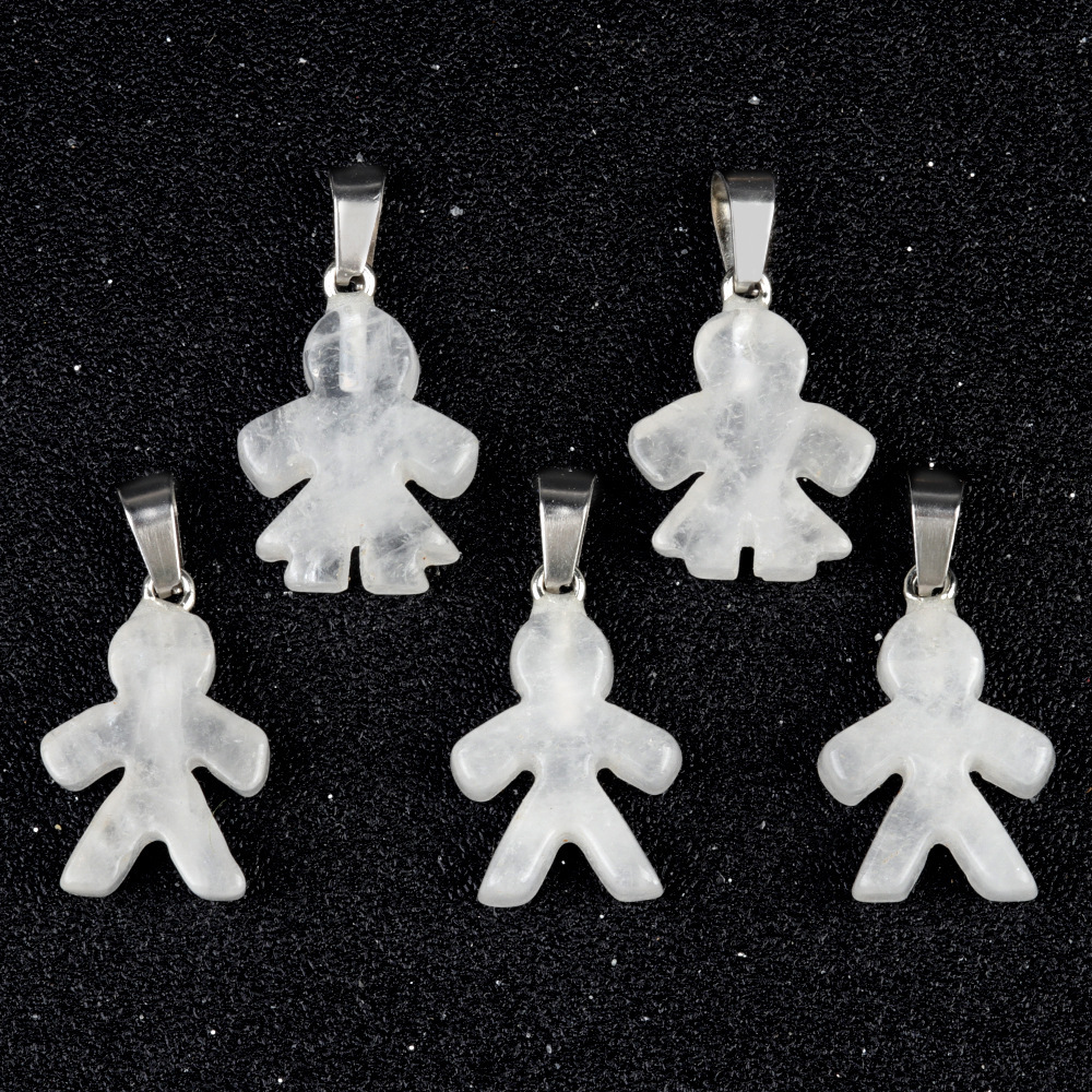 Natural crystal agate stone character pendant boy girl pendant DIY earrings necklace jewelry accessories