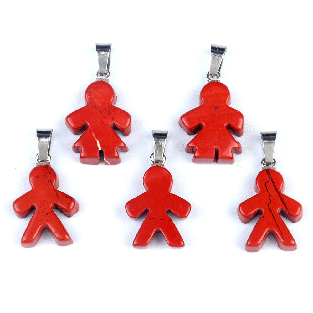 Natural crystal agate stone character pendant boy girl pendant DIY earrings necklace jewelry accessories