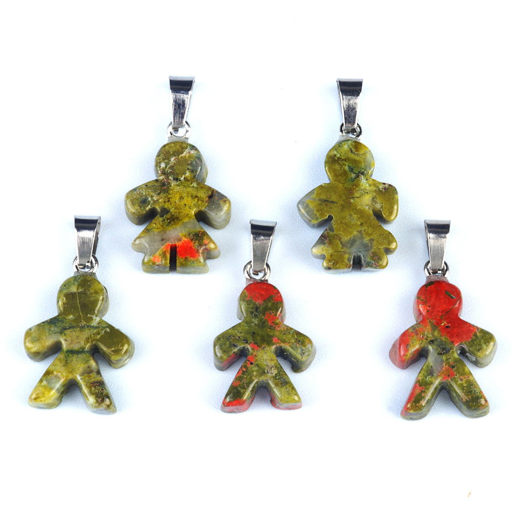 Natural crystal agate stone character pendant boy girl pendant DIY earrings necklace jewelry accessories