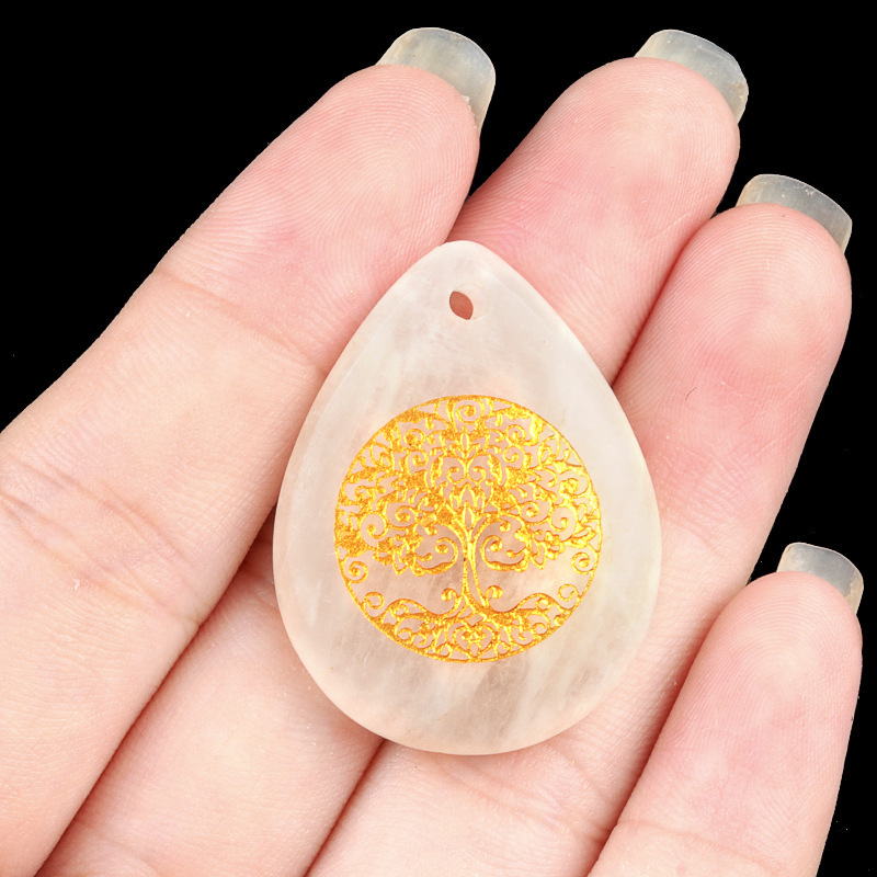 Natural amethyst water drop carved tree of life pendant DIY necklace pendant jewelry accessories