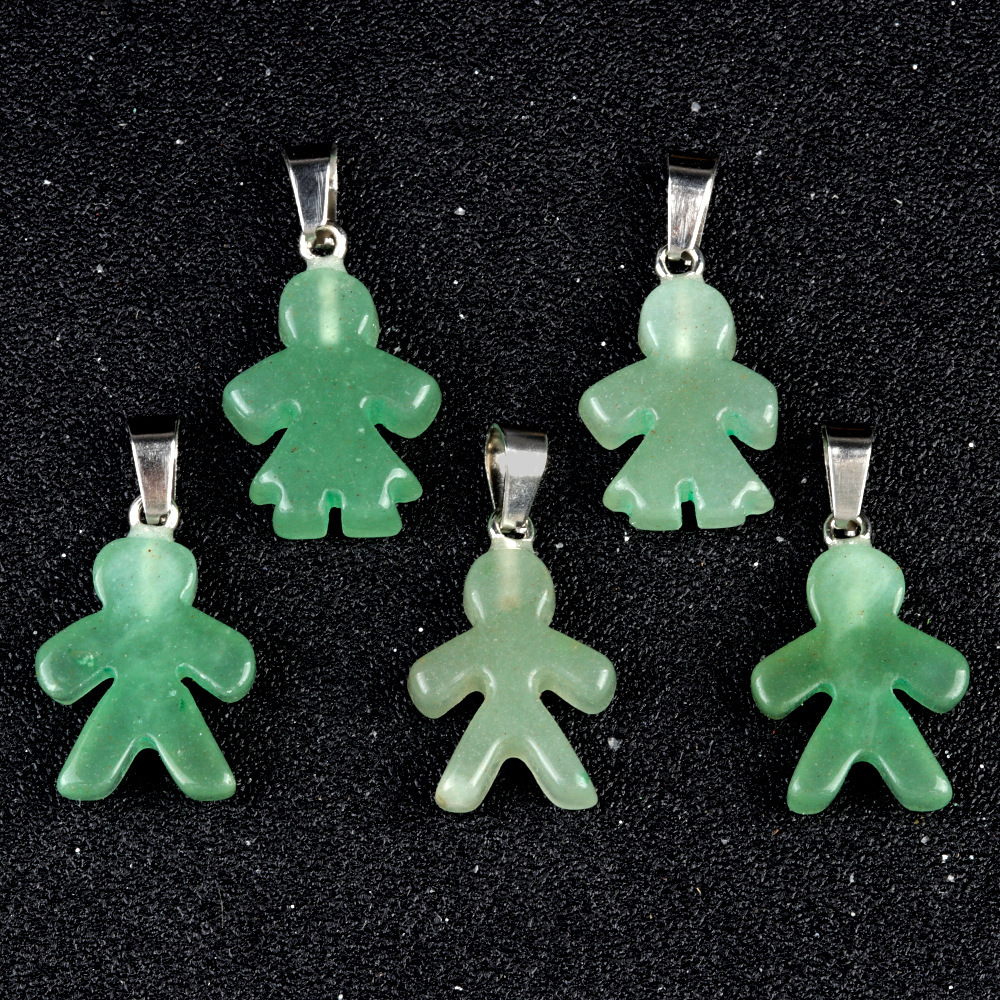 Natural crystal agate stone character pendant boy girl pendant DIY earrings necklace jewelry accessories