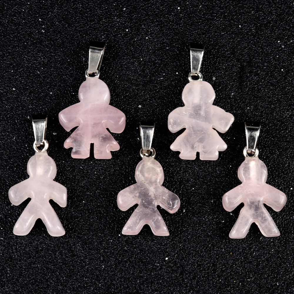 Natural crystal agate stone character pendant boy girl pendant DIY earrings necklace jewelry accessories