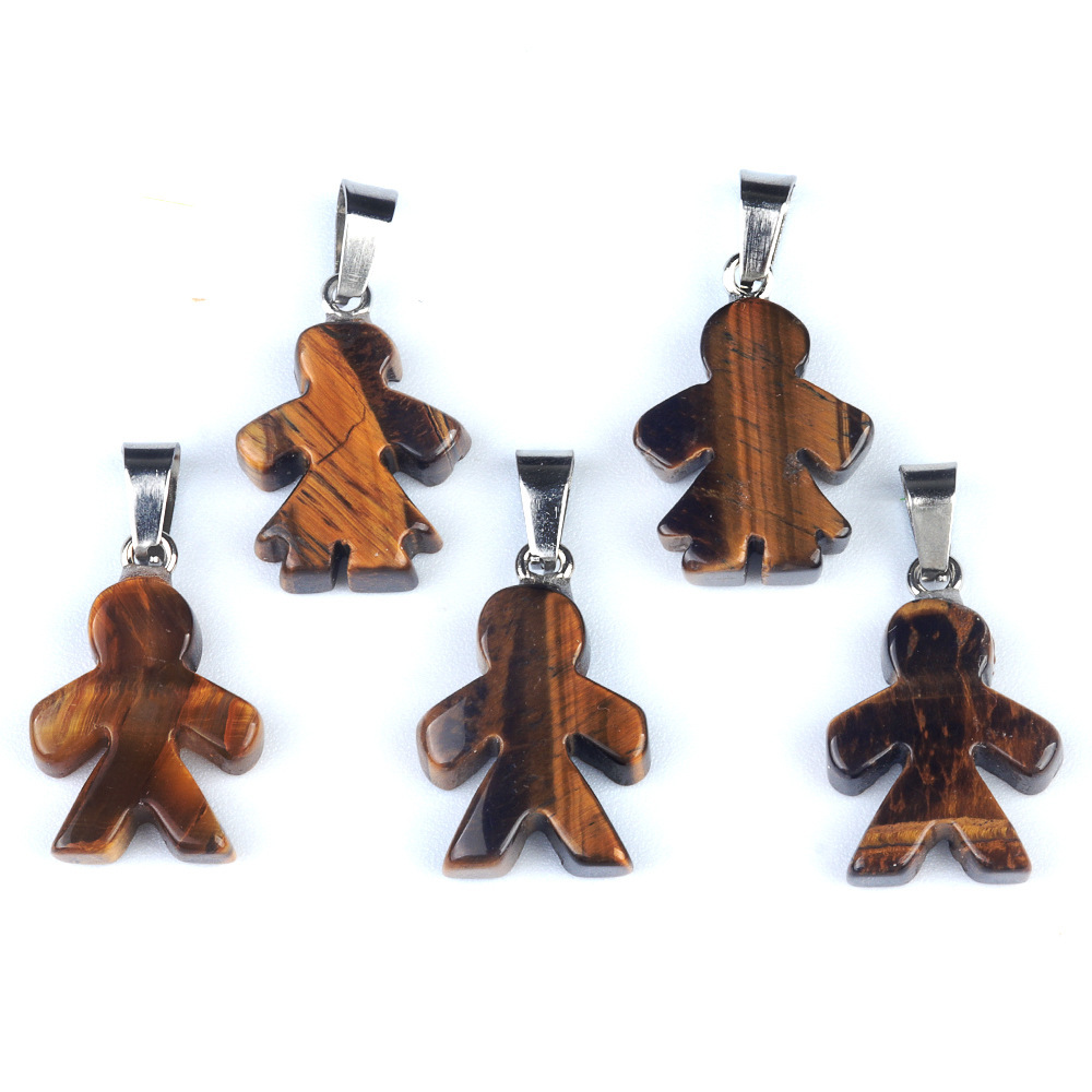 Natural crystal agate stone character pendant boy girl pendant DIY earrings necklace jewelry accessories