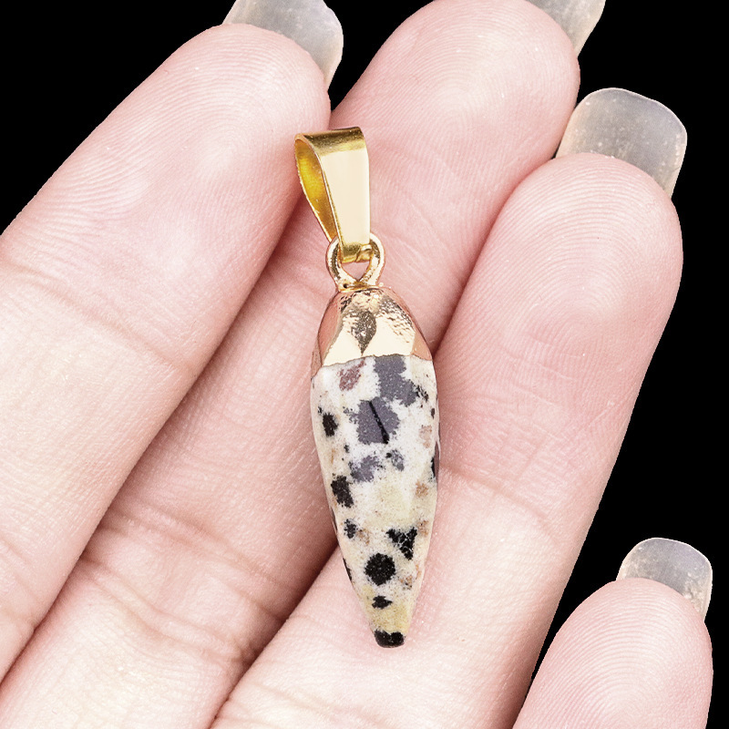 Crystal agate stone bullet faceted pendant gilded head chili DIY necklace accessories