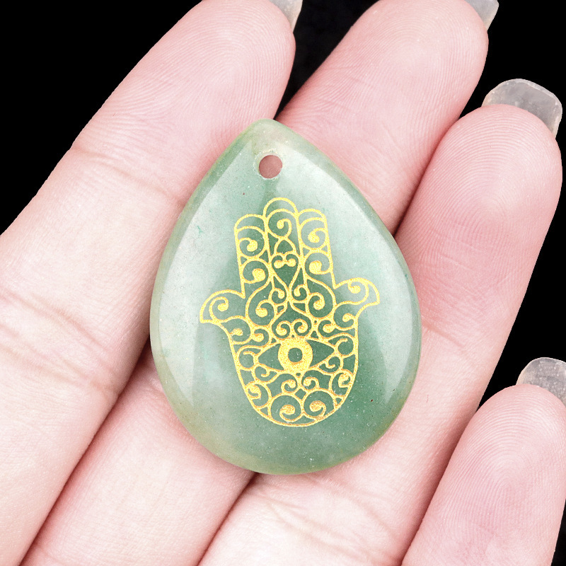 Natural amethyst water drop carving palm Fatima hand pendant DIY necklace pendant jewelry accessories
