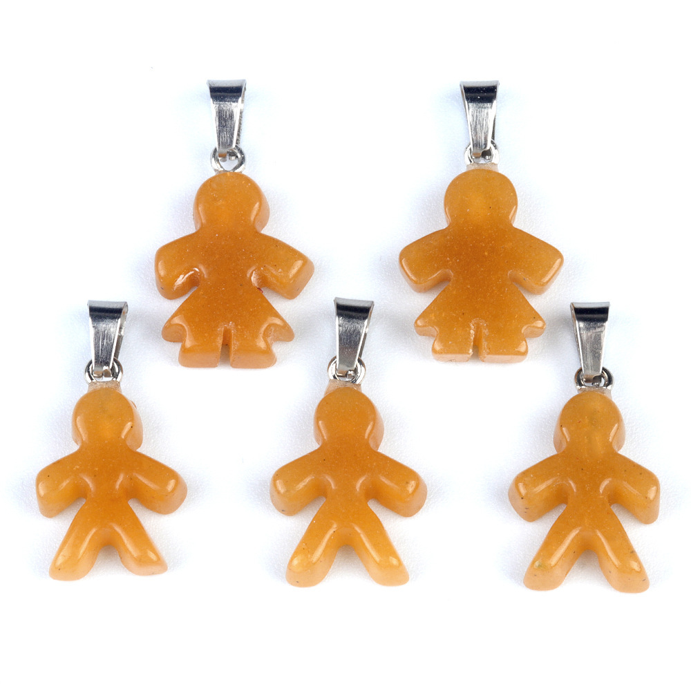 Natural crystal agate stone character pendant boy girl pendant DIY earrings necklace jewelry accessories