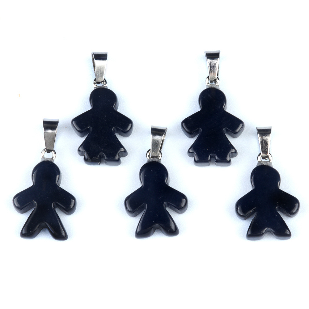 Natural crystal agate stone character pendant boy girl pendant DIY earrings necklace jewelry accessories