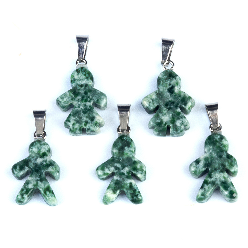 Natural crystal agate stone character pendant boy girl pendant DIY earrings necklace jewelry accessories