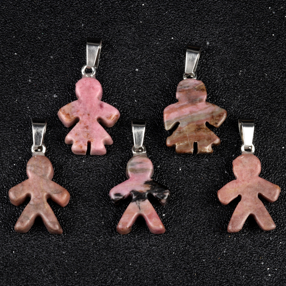 Natural crystal agate stone character pendant boy girl pendant DIY earrings necklace jewelry accessories