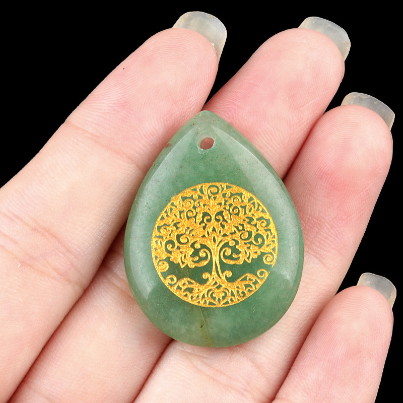 Natural amethyst water drop carved tree of life pendant DIY necklace pendant jewelry accessories