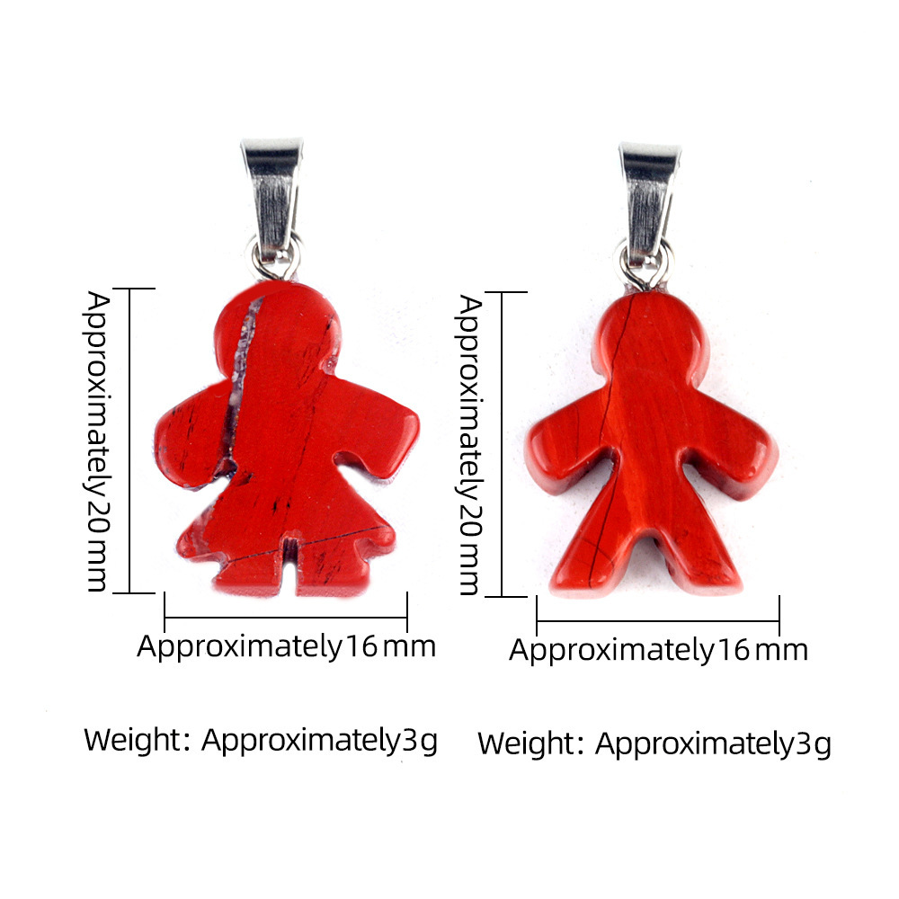 Natural crystal agate stone character pendant boy girl pendant DIY earrings necklace jewelry accessories