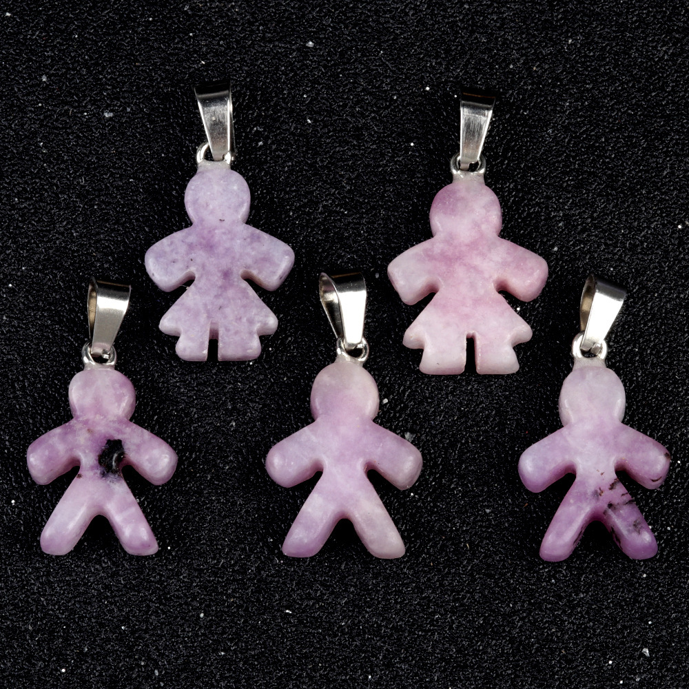 Natural crystal agate stone character pendant boy girl pendant DIY earrings necklace jewelry accessories