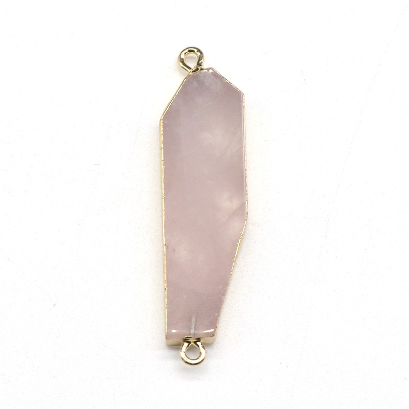 Rose Quartz Irregular Strip Gilded Double Ear Pendant DIY Braided Bracelet Necklace Ethnic Style Jewelry Material