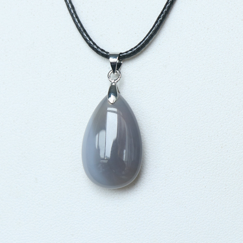 15*24mm agate jade small water drop pendant 12 boxed leather rope necklaces