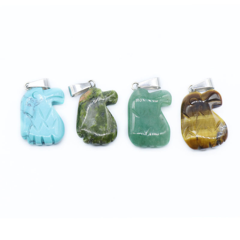 Carved Bird Pendant Agate Crystal Semi-precious Stone 12 Mixed Color Carved Small Animals