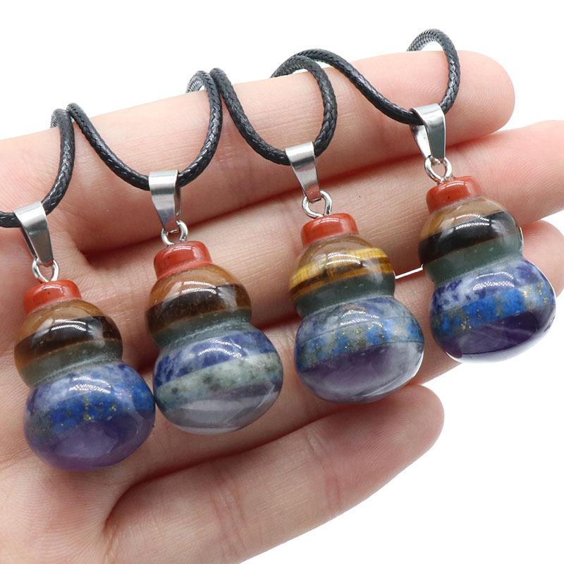 Colorful stone natural crystal semi-precious stone small gourd pendant spliced ​​colored stone necklace